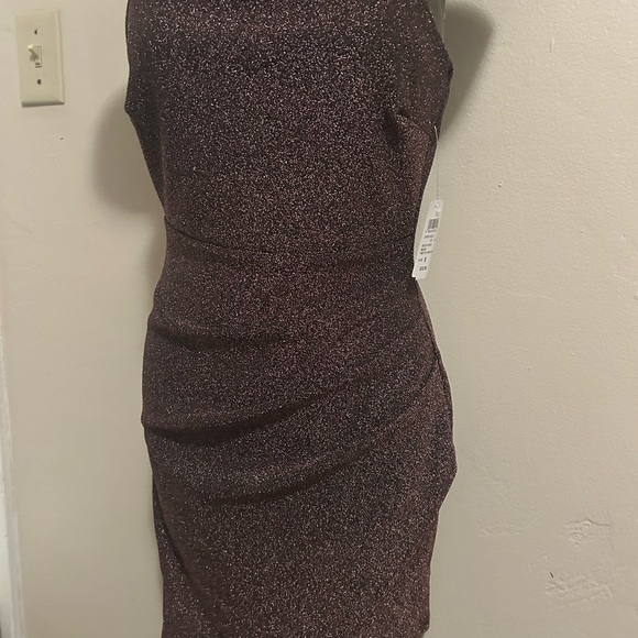 Windsor Strapless Burgundy Glitter Dress in Deep Burgundy - Picture 3 of 5